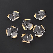 Transparent Acrylic Bead Caps, Golden Plated, 3-Petal Flower, Clear, 20x23x6mm, Hole: 1.6mm(OACR-C009-22)