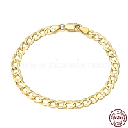 925 Sterling Silver Curb Chain Bracelets, with S925 Stamp, Golden, 6-1/2 inch(16.5cm)(BJEW-I314-007A-G)