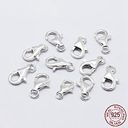 Rhodium Plated 925 Sterling Silver Lobster Claw Clasps, with 925 Stamp, Platinum, 13mm, Hole: 2mm(X-STER-K167-074C-P)