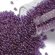 TOHO Round Seed Beads, Japanese Seed Beads, (205) Gold Luster Dark Amethyst, 11/0, 2.2mm, Hole: 0.8mm, about 5555pcs/50g(SEED-XTR11-0205)