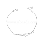 TINYSAND Fashion 925 Sterling Silver Cubic Zirconia Cupid/Cherub's Arrow Bracelet, Silver, 172.2mm(TS-B304-S)