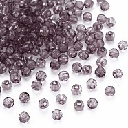 Transparent Acrylic Beads, Faceted, Round, Gray, 4x4mm, Hole: 1.5mm, about 16100pcs/500g(MACR-S373-85-B02)