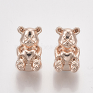 Alloy European Beads, Large Hole Beads, Bear, Rose Gold, 14x8.5x9.5mm, Hole: 5mm(MPDL-S067-18)