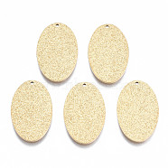 316 Surgical Stainless Steel Pendants, Oval, Real 14K Gold Plated, 18x11.5x1mm, Hole: 0.8mm(STAS-N097-046)