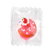 Cute Plastic Pendants, with Resin Cabochon Inside, Candy Charms, Donut, 37.5x29.5x8.5mm, Hole: 1mm(RESI-L038-09F)
