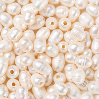 Culture des perles perles d'eau douce naturelles, ovale, couleur de coquillage, 7~10x7~8mm, Trou: 1.8mm