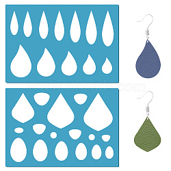 Acrylic Earring Handwork Template, Card Leather Cutting Stencils, Deep Sky Blue, Teardrop Pattern, 130x90x2mm, 2pcs/set(DIY-WH0359-021)