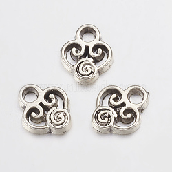 Alloy Charms, Heart, Lead Free and Cadmium Free, Antique Silver, 10x8x2mm, Hole: 1.5mm(EA10673Y)