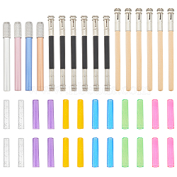 Drawing Pencil Accessories Kits, including 24Pcs Transparent Plastic Pencil Cap and 16Pcs Adjustable Pencil Extender Holder, Mixed Color, Holder: 124~130x8~12mm, Cap: 45x10mm(DIY-FG0003-48)