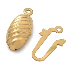 304 Stainless Steel Box Clasps, Oval, Real 18K Gold Plated, 14.5x21x4.5mm, Hole: 1.2mm(STAS-M084-02C-G)