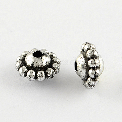 Antique Acrylic Beads, Flat Round, Antique Silver, 9x9x5mm, Hole: 2mm, about 2580pcs/500g(PACR-S205-04AS)