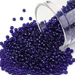 TOHO 11/0 Round Beads, Japanese Seed Beads, (743) Copper Lined Transparent Sapphire, 2.2mm, Hole: 0.8mm, about 5555pcs/50g(SEED-XTR11-0743)