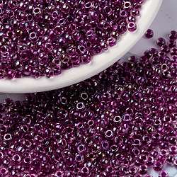 MIYUKI Round Rocailles Beads, Japanese Seed Beads, (RR3529) Fancy Lined Magenta, 8/0, 3mm, Hole: 1mm, about 422~455pcs/10g(X-SEED-G008-RR3529)