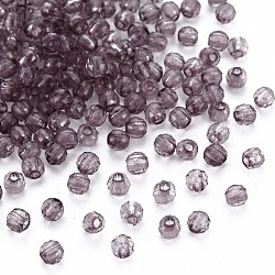 Transparent Acrylic Beads, Faceted, Round, Gray, 4x4mm, Hole: 1.5mm, about 16100pcs/500g(MACR-S373-85-B02)