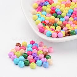 Solid Chunky Acrylic Ball Beads, Round, Mixed Color, 5mm, Hole: 1mm(X-SACR-R812-5mm-M)