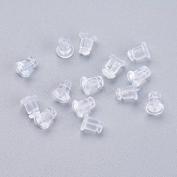 Silicone Ear Nuts, Earring Backs, Clear, 6x5mm, Hole: 0.7mm, about 500pcs/bag(X-KY-P012-02)