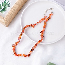 Natural Red Agate Chips Bead Necklace, 18.90 inch(48cm)(PW-WG87743-11)