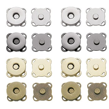 Iron Purse Snap Clasps, Closure for Purse Handbag, Mixed Color, 19x19x7mm, Hole: 1.5x2mm, 19x19x6.5mm, Hole: 1.2x3.2mm