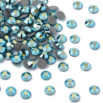 Preciosa&reg Crystal Hotfix Flatback Stones, Czech Crystal, Round(438 11 612 Chaton Rose VIVA 12 &reg), 60230 200 Blue Zircon AB, SS12(3~3.2mm)