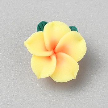 Handmade Polymer Clay Beads, Flower, Yellow, 10~13x21~26x21~26mm, Hole: 1.8mm