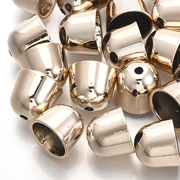 UV Plating ABS Plastic Cord Ends, End Caps, Rose Gold, 9.5x11.5mm, Hole: 1.8mm, Inner Diameter: 9mm