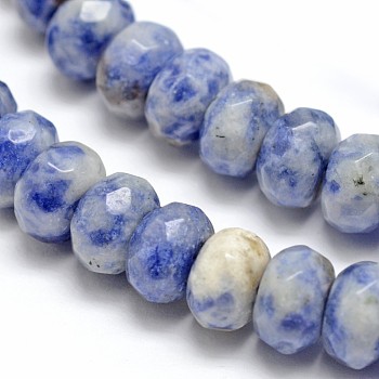 Faceted Natural Blue Spot Jasper Rondelle Beads Strands, 8x5mm, Hole: 1mm, about 76pcs/strand, 15.2 inch