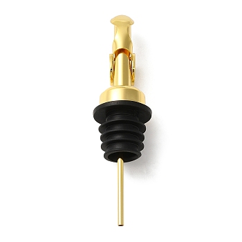304 Stainless Steel Self Closing Wine Pourers, Auto Flip Wine Bottle Stoppers with TPE Dust Cap, Golden, 117.5x30mm