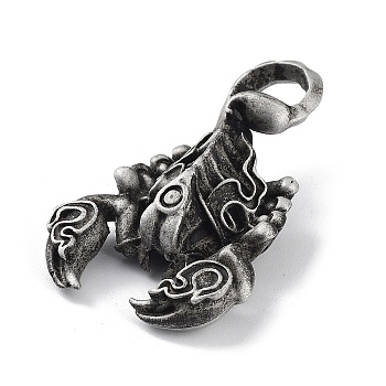 Tibetan Style Alloy Pendant, Frosted, Scorpion Charm, Antique Silver, 42x26.5x11mm, Hole: 8x5.5mm