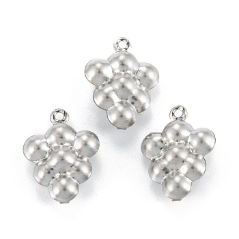 316 Surgical Stainless Steel Charms, Grapes, Stainless Steel Color, 14.5x11x6mm, Hole: 1mm