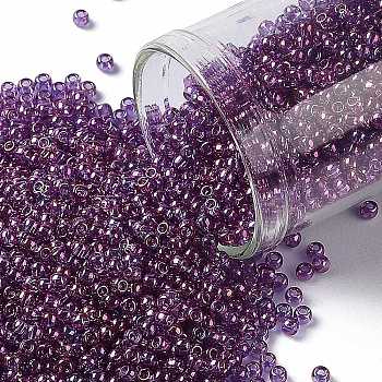 TOHO Round Seed Beads, Japanese Seed Beads, (205) Gold Luster Dark Amethyst, 11/0, 2.2mm, Hole: 0.8mm, about 5555pcs/50g