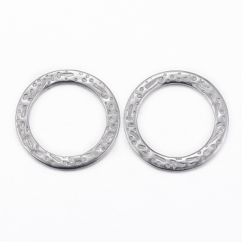 304 Stainless Steel Linking Rings, Round Ring, Bumpy, Stainless Steel Color, 15x1mm, about 11mm inner diameter