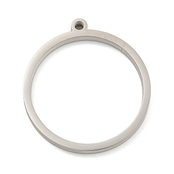 Non-Tarnish 304 Stainless Steel Laser Cut Pendants, Ring Charm, Stainless Steel Color, 30.5x28x3mm, Hole: 2mm