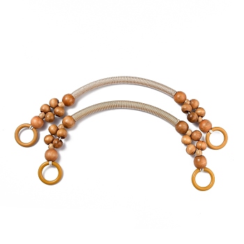 Wood Beads Bag Handles, for Bag Handles Replacement Accessories, Sandy Brown, 485x14mm, Hole: 27mm