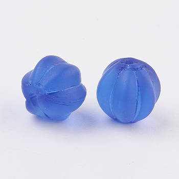 Handmade Lampwork Beads, Frosted, Lantern, Dodger Blue, 8x7~8mm, Hole: 1~1.5mm