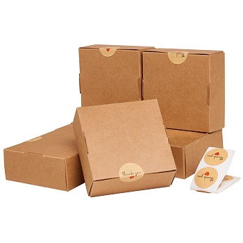 Kraft Paper Box, Folding Box, Square, Tan, 8.5x8.5x3.5cm