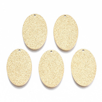 316 Surgical Stainless Steel Pendants, Oval, Real 14K Gold Plated, 18x11.5x1mm, Hole: 0.8mm