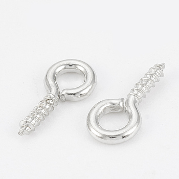 Iron Screw Eye Pin Peg Bails, For Half Drilled Beads, Nickel Free, Platinum, 8~8.5x4x1mm, Hole: 2mm
