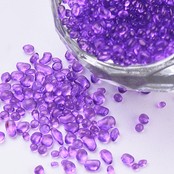 Glass Seed Beads, Dyed, Transparent Colours, For Nail Art Decoration, No Hole/Undrilled, Chip, Blue Violet, 1~3x1~1.5x1~1.5mm, about 450g/bag