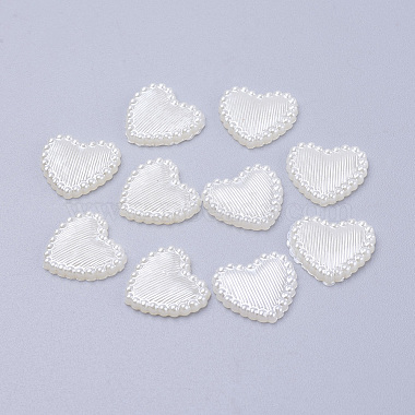 14mm Ivory Heart Acrylic Cabochons