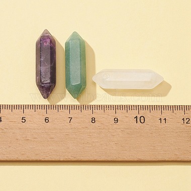 5Pcs 5 Styles Natural Mixed Gemstone Double Terminal Pointed Pendants(G-FS0005-57)-5