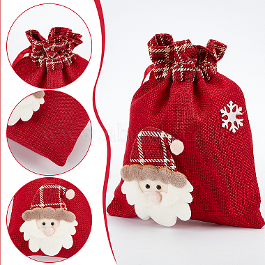 6Pcs 3 Styles Christmas Theme Linen Packing Pouches(ABAG-WR0001-02)-3