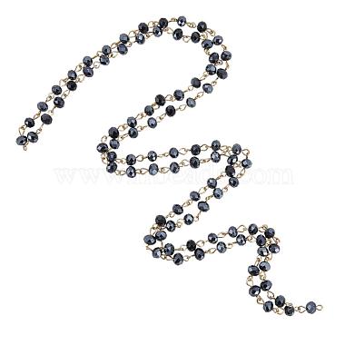 Handmade Rondelle Glass Beads Chains for Necklaces Bracelets Making(AJEW-JB00037-03)-2