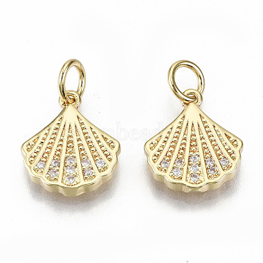 Real 16K Gold Plated Clear Shell Brass+Cubic Zirconia Charms