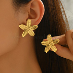 Stainless Steel Flower Stud Earrings, Golden, 29.8mm(LM9716)