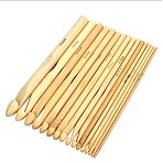 Bamboo Crochet Hooks, Light Khaki, 150x2~12mm, 16pcs/set(TOOL-WH0003-02)