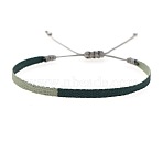 Vintage Bohemian Cotton Cord Braided Bracelets, Adjustable Handmade Ethnic Style Wristbands, Dark Green(HL6263-5)