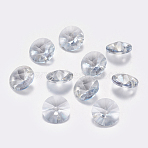 Faceted Glass Rhinestone Charms, Imitation Austrian Crystal, Cone, Blue Shade, 10x4.5mm, Hole: 1mm(RGLA-F049-10mm-001BS)