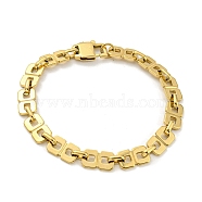 Ion Plating(IP) 304 Stainless Steel Rectangle Link Chain Bracelets, Golden, 8-1/2 inch(21.7cm)(BJEW-D030-12G)