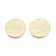 Brass Charms, Textured, Flat Round, Cadmium Free & Nickel Free & Lead Free, Real 18K Gold Plated, 14x0.3mm, Hole: 1mm(KK-N216-384)