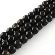 Natural Black Onyx Round Bead Strands, Dyed, 14mm, Hole: 2mm, about 28pcs/strand, 15.3 inch(X-G-R198-14mm)